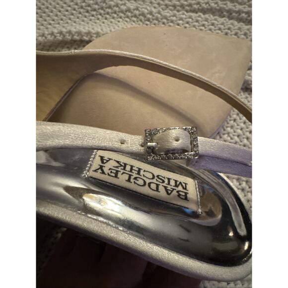 Badgley Mischka Beatrix Pointed-Toe Slingback Heel w/ Pearl-Beaded Heel 10 NIB - Picture 8 of 11